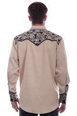 Scully Leather Western Scully Tan Floral Tooled Embroidery Shirt - Scully Leather - Flyclothing LLC
