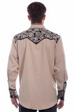 Scully Leather Western Scully Tan Floral Tooled Embroidery Shirt - Scully Leather