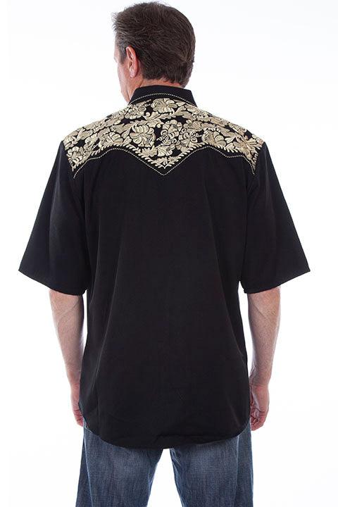 Scully GOLD SHORT SLEEVE FLORAL TOOLED EMB. SHIR - Flyclothing LLC