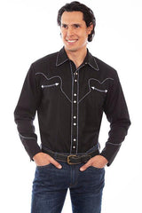 Scully BLACK SOLID SHIRT W/CANDY CANE PIPING - Flyclothing LLC