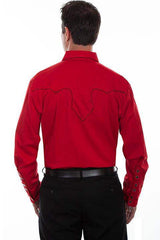 Scully CRIMSON SOLID SHIRT W/CANDY CANE PIPING - Scully Leather - Flyclothing LLC