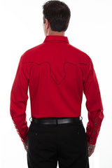 Scully CRIMSON SOLID SHIRT W/CANDY CANE PIPING - Flyclothing LLC