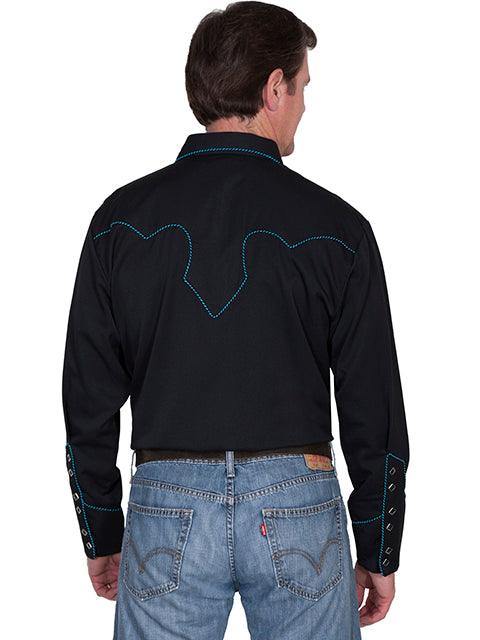 Scully TURQUOISE SOLID SHIRT W/CANDY CANE PIPING - Flyclothing LLC