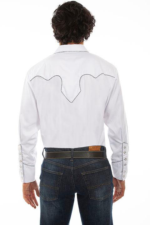Scully WHITE SOLID SHIRT W/CANDY CANE PIPING - Flyclothing LLC