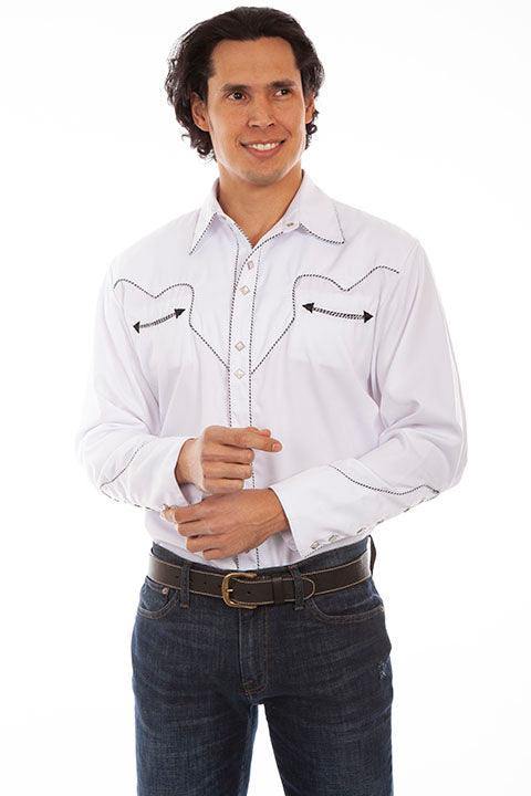 Scully WHITE SOLID SHIRT W/CANDY CANE PIPING - Flyclothing LLC
