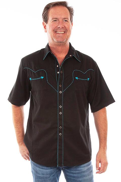 Scully TURQUOISE SHORT SLEEVE SOLID W/CANDY CANE PIPIN - Flyclothing LLC