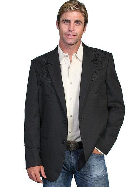 Scully BLACK FLORAL TONAL EMB. BLAZER - Scully Leather
