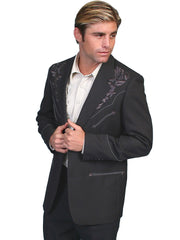 Scully Leather Charcoal Floral Tonal Emb. Mens Blazer - Flyclothing LLC