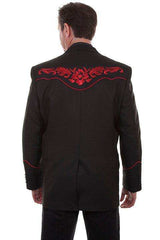 Scully Leather Crimson Floral Tonal Emb. Mens Blazer - Scully Leather - Flyclothing LLC