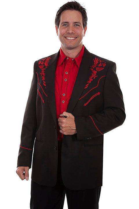Scully Leather Crimson Floral Tonal Emb. Mens Blazer - Scully Leather - Flyclothing LLC