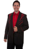 Scully Leather Crimson Floral Tonal Emb. Mens Blazer - Scully Leather
