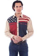 Scully ANTIQUE RED/WHITE/BLUE COLOR BLOCK SHIRT - Flyclothing LLC