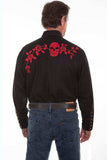 Scully Leather Red Skull/Rose Embroidered Mens Shirt - Scully Leather - Flyclothing LLC