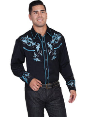 Scully BLACK EMBROIDERED SCROLL W/STUDS - Scully Leather