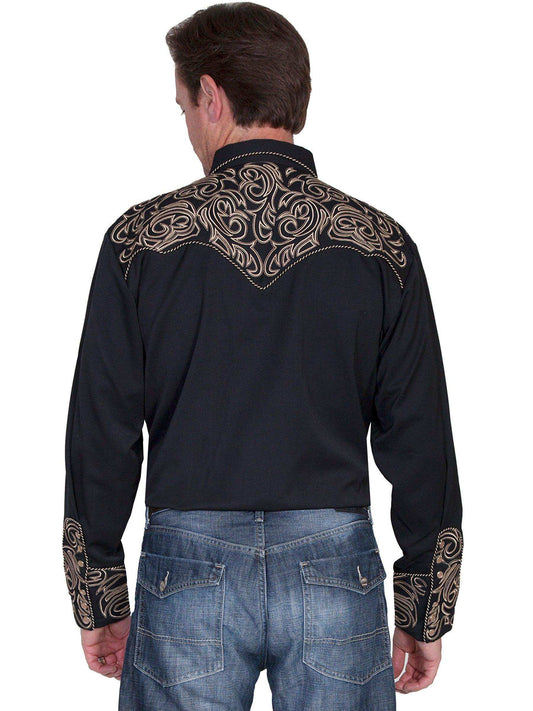 Scully BLACK PICKSTITCH YOKES/CUFFS SHIRT - Scully Leather - Flyclothing LLC