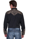 Scully BLACK PICKSTITCH YOKES/CUFFS SHIRT - Scully Leather