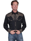 Scully BLACK PICKSTITCH YOKES/CUFFS SHIRT - Scully Leather