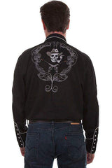 Scully BLACK SKULLS GUNS N CARDS Shirt - Scully Leather - Flyclothing LLC