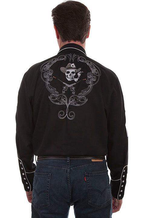 Scully BLACK SKULLS GUNS N CARDS Shirt - Scully Leather - Flyclothing LLC