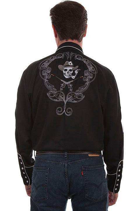 Scully BLACK SKULLS GUNS N CARDS Shirt - Scully Leather - Flyclothing LLC