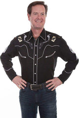 Scully BLACK SKULLS GUNS N CARDS Shirt - Scully Leather - Flyclothing LLC
