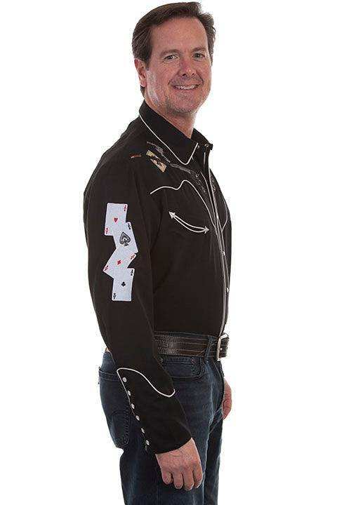 Scully BLACK SKULLS GUNS N CARDS Shirt - Scully Leather - Flyclothing LLC