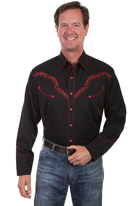 Scully BLACK THUNDERBIRD EMBROIDERED SHIRT - Flyclothing LLC