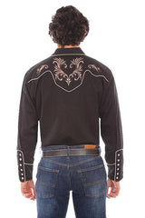 Scully BLACK MEN'S EMBROIDERED SCROLL SHIRT - Flyclothing LLC