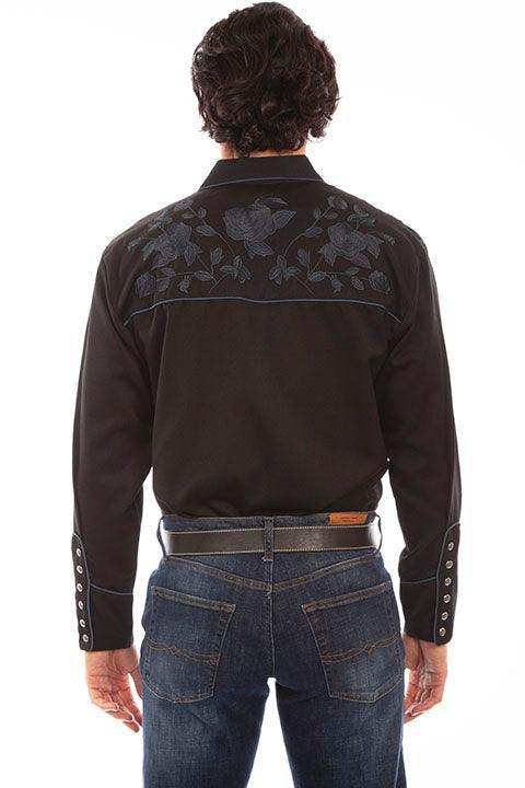 Scully BLACK ROSE EMBROIDERED STRAIGHT YOKE SHIRT - Scully Leather - Flyclothing LLC