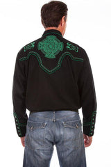Scully Leather Black Celtic Cross Embroidered - Flyclothing LLC