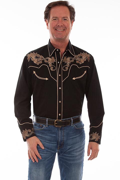 Scully BLACK EMBROIDERED SHIRT W/STONES - Flyclothing LLC