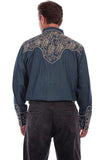 Scully DENIM FLORAL EMBROIDERED SHIRT - Scully Leather
