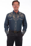 Scully DENIM FLORAL EMBROIDERED SHIRT - Scully Leather