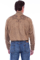 Scully TAN EMBOSSED EMBROIDERED SHIRT - Flyclothing LLC