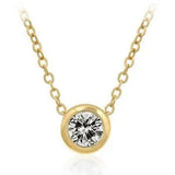 Solitaire Bezel Cubic Zirconia Golden Pendant - JGI