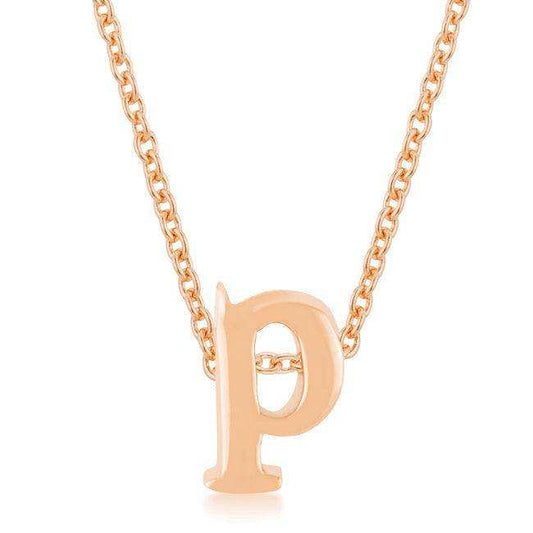 Rose Gold Finish Initial P Pendant - JGI - Flyclothing LLC