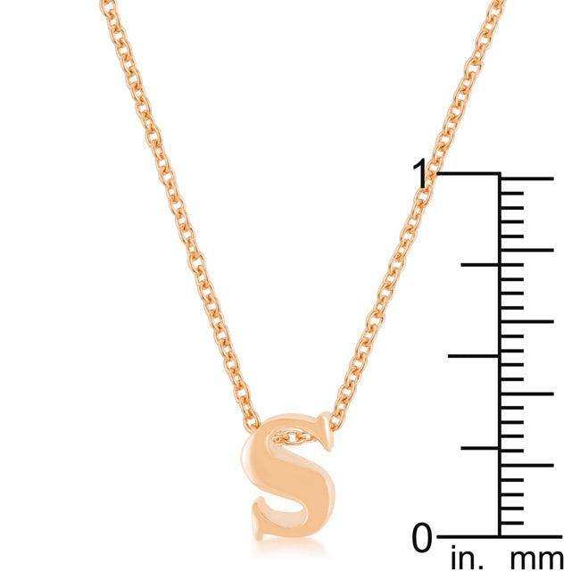 Rose Gold Finish Initial S Pendant - JGI - Flyclothing LLC
