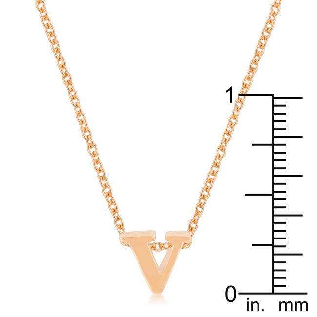 Rose Gold Finish Initial V Pendant - JGI - Flyclothing LLC