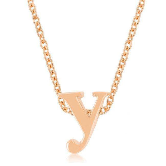 Rose Gold Finish Initial Y Pendant - JGI - Flyclothing LLC