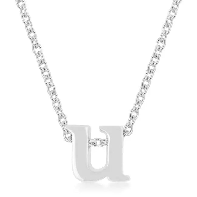 Rhodium Plated Finish Initial U Pendant - JGI - Flyclothing LLC