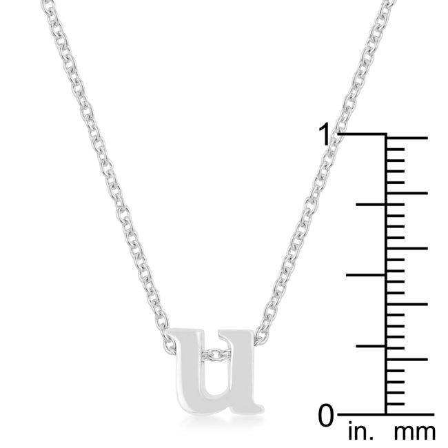 Rhodium Plated Finish Initial U Pendant - JGI - Flyclothing LLC