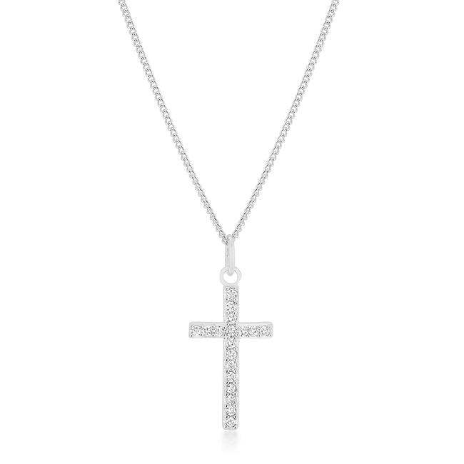 Simple Rhodium Plated Cross Pendant - JGI - Flyclothing LLC