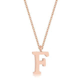 Elaina Rose Gold Stainless Steel F Initial Necklace - JGI - Flyclothing LLC