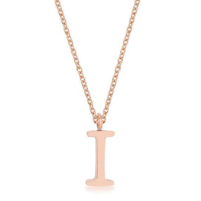 Elaina Rose Gold Stainless Steel I Initial Necklace - JGI - Flyclothing LLC