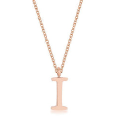Elaina Rose Gold Stainless Steel I Initial Necklace - JGI