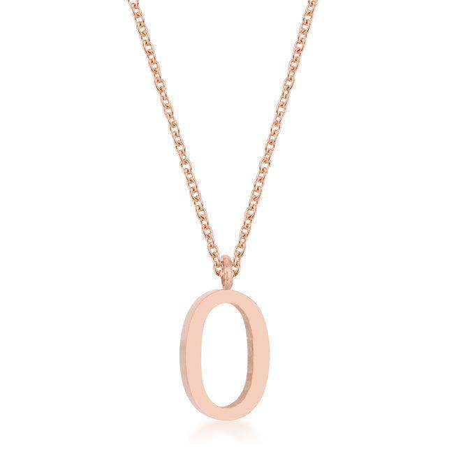 Elaina Rose Gold Stainless Steel O Initial Necklace - JGI - Flyclothing LLC
