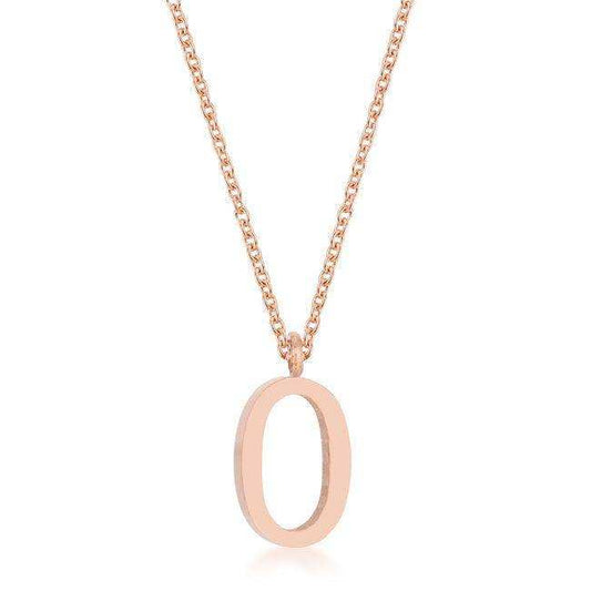Elaina Rose Gold Stainless Steel O Initial Necklace - JGI - Flyclothing LLC
