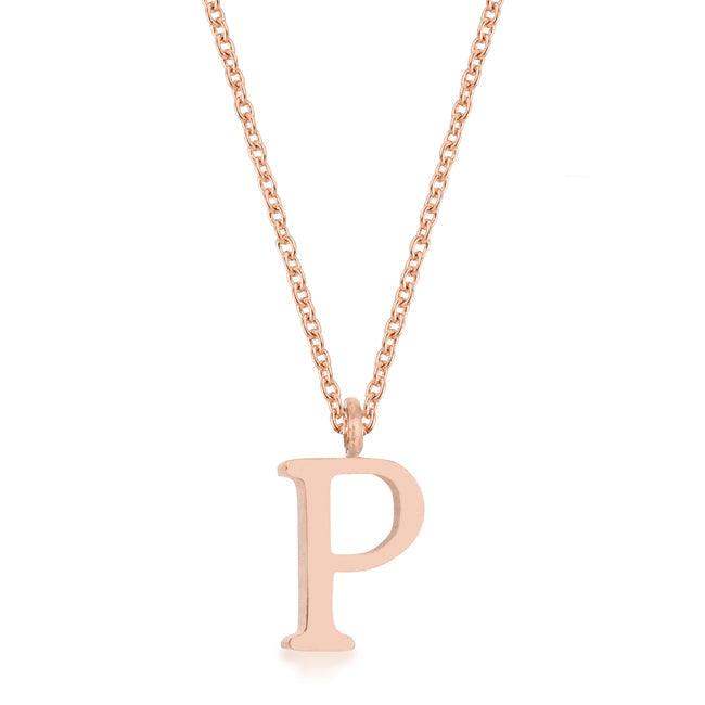 Elaina Rose Gold Stainless Steel P Initial Necklace - JGI - Flyclothing LLC