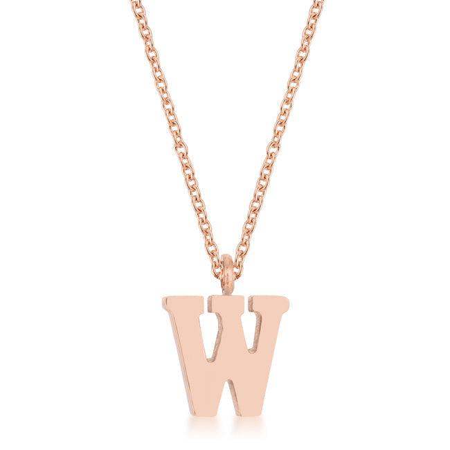 Elaina Rose Gold Stainless Steel W Initial Necklace - JGI - Flyclothing LLC