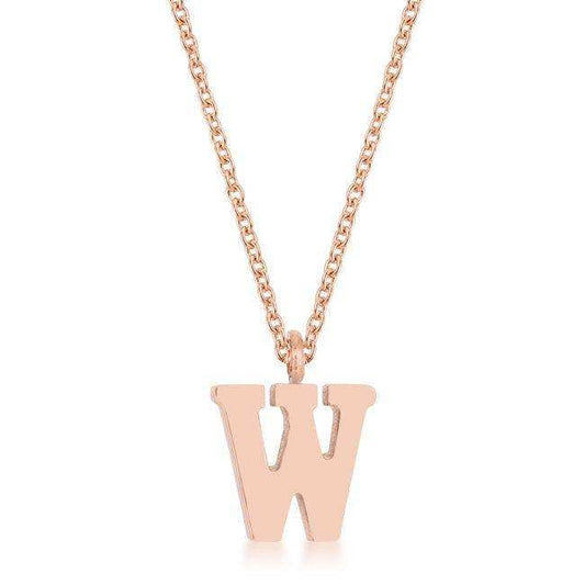 Elaina Rose Gold Stainless Steel W Initial Necklace - JGI - Flyclothing LLC